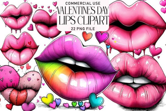 Download Valentines Day Lips Sublimation Clipart - Valentines day Collection