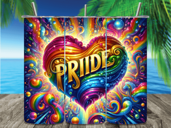 Download Vibrant Rainbow Heart Pride Tumbler Wrap - Pride tumbler Collection