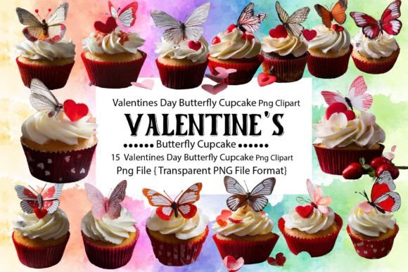 Download Valentines Day Butterfly Cupcake Bundle - Valentines day Collection