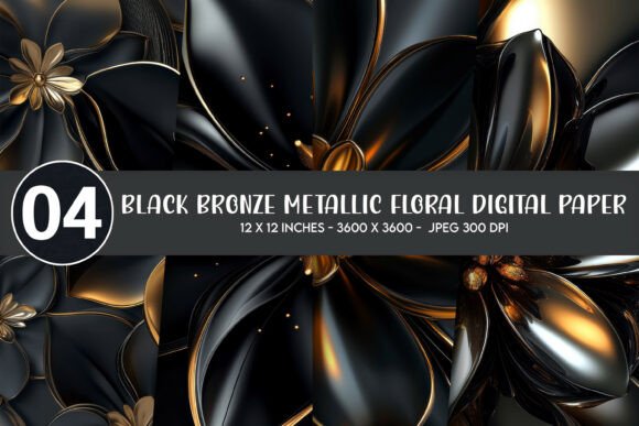 Download Black Bronze Metallic Floral Digital Pap - Bronze metallic Collection