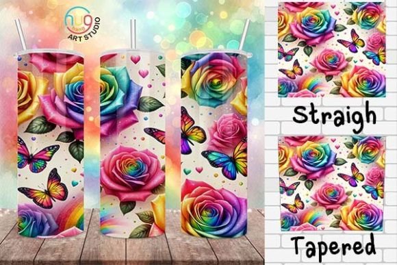 Download Rainbow Watercolor Roses Pride Tumbler - Premium Bundle