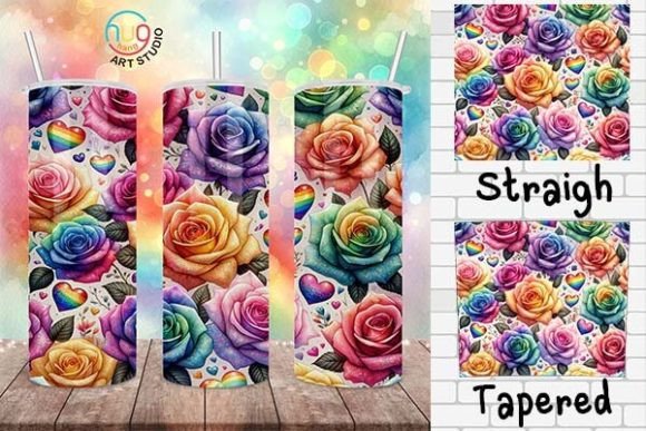 Download Rainbow Watercolor Roses Pride Tumbler - Premium Resources
